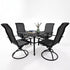 Square patio dining set shown from above with four matching chairs