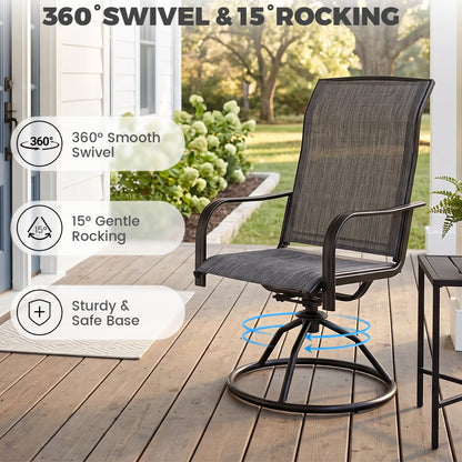 5-Piece Outdoor Patio Dining Set with Square Table & Textilene Chairs
