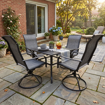 5-Piece Outdoor Patio Dining Set with Square Table & Textilene Chairs