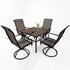 Brown 5-piece square patio dining set with four chairs