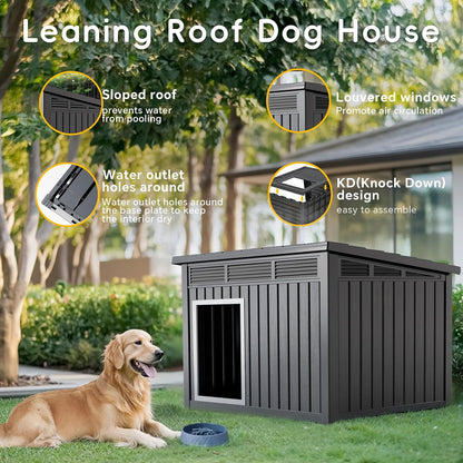 Yardgrace Dog House for Both Indoor and Outdoor with Weatherproof Roof Removable Floors for Medium to Large Dogs Interior Space (Black, Large (42.87 * 32.95 * 31.61''))