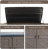 brown outdoor storage shed with front double doors for garden gear