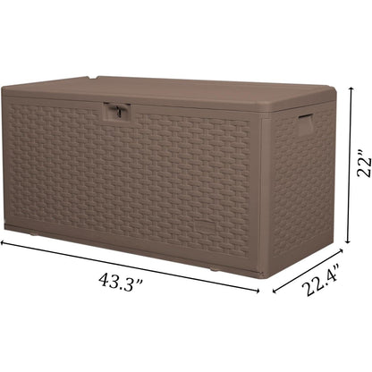 73 Gallon Pro Lockable Resin Deck Box, Waterproof Outdoor Storage Box for Patio Furniture, Garden Tools, Pool Accessories, UV-Resistant Outside Delivery, Brown
