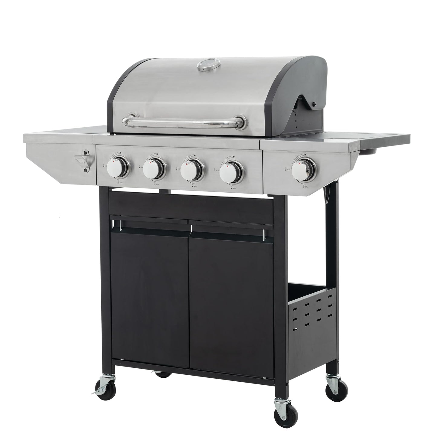 Outdoor 4-Burner Gas Grill with Side Burner stainless steel