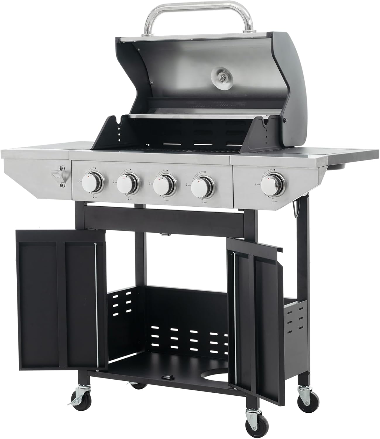 Outdoor 4-Burner Gas Grill with Side Burner stainless steel