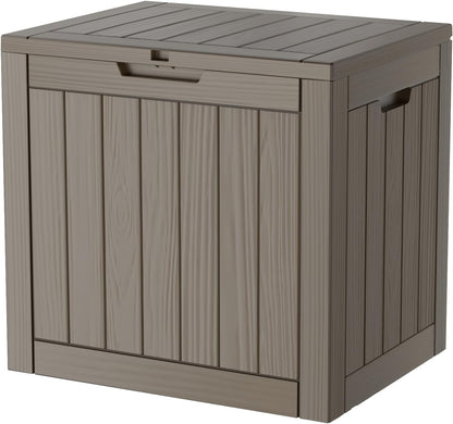 30 Gallon Outdoor Storage Box, Resin Deck Box, Waterproof , Lockable, UV-Resistant, Coffee