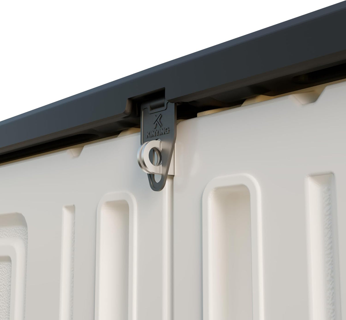 horizontal resin storage shed top lid and hinge detail