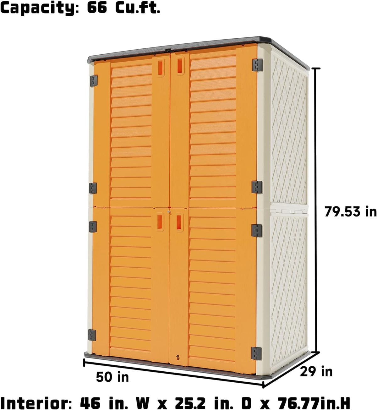vertical outdoor storage cabinet size and upright resin design