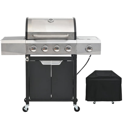 Outdoor 4-Burner Gas Grill with Side Burner stainless steel