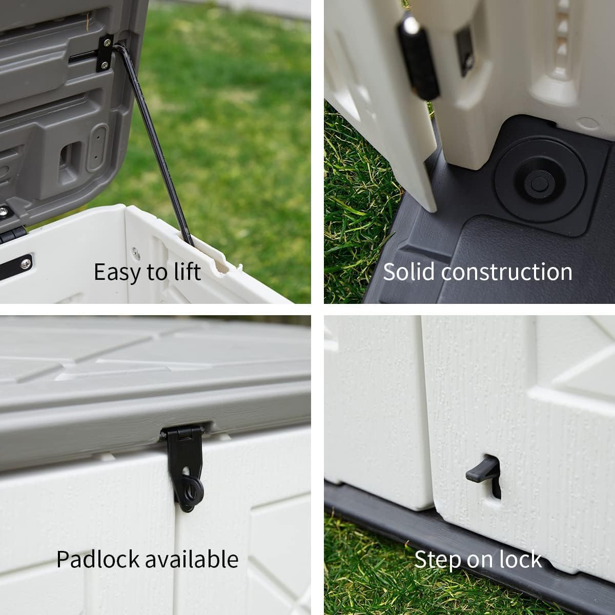 lockable resin outdoor storage shed door detail