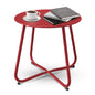 Patio Side Table Waterproof Round Metal Steel Weather Resistant Portable Outdoor and Indoor End Table for Garden Balcony Yard