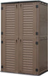 brown resin outdoor storage shed for garden tools and patio supplies