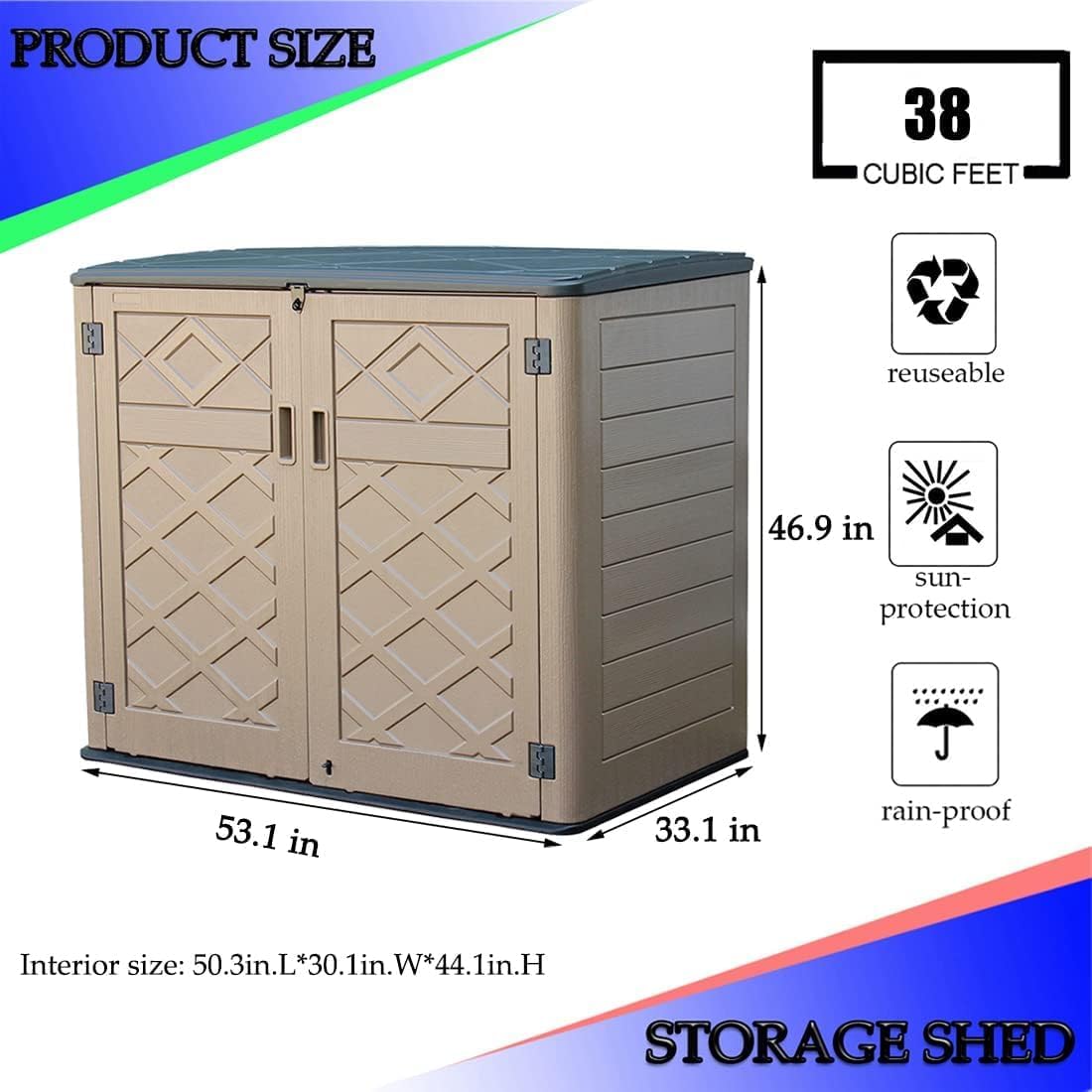 35 cubic foot resin storage shed dimensions and outdoor storage capacity