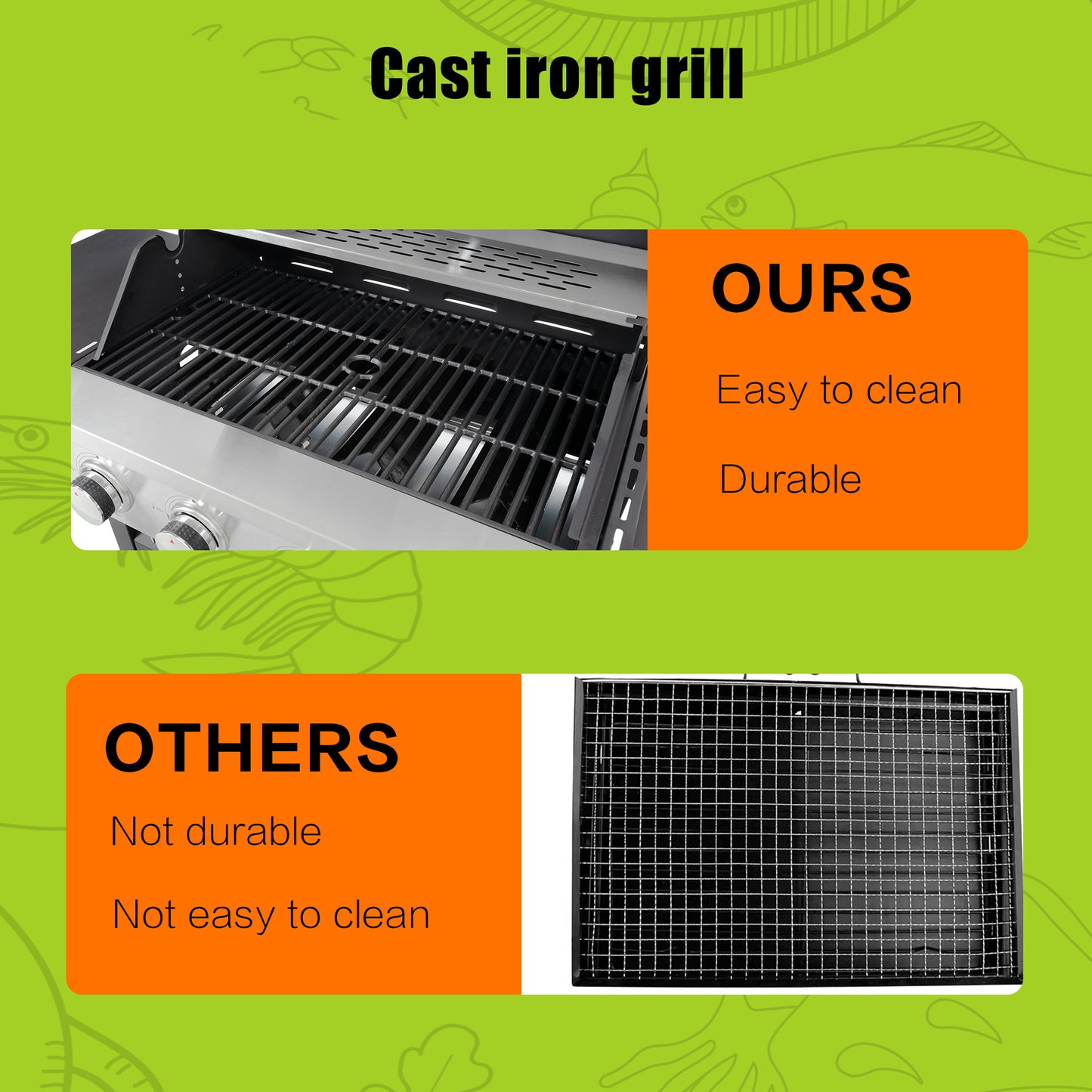 Gas Grill, 4 Burner/Silver BBQ Propane Gas Grill