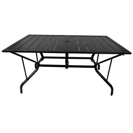 59-Inch Rectangular Metal Outdoor Dining Table for 6