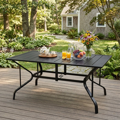 59-Inch Rectangular Metal Outdoor Dining Table for 6