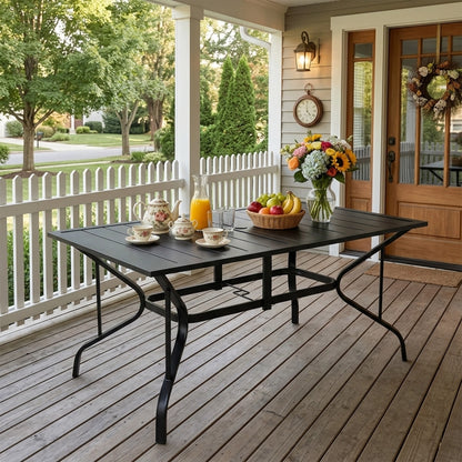 59-Inch Rectangular Metal Outdoor Dining Table for 6