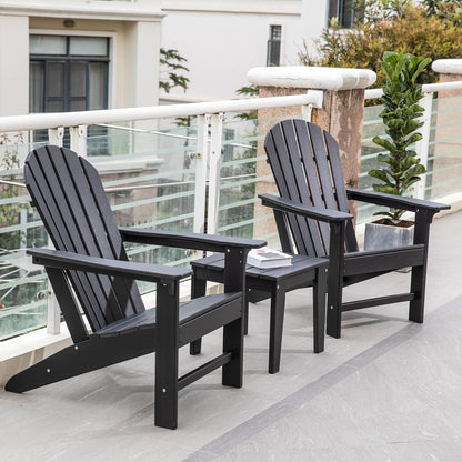 3-Piece Adirondack Patio Furniture Set with Side Table, All-Weather HDPE Outdoor Furniture for Deck, Garden, Backyard, Woodgrain Finish, Fade-Resistant and Easy Assembly