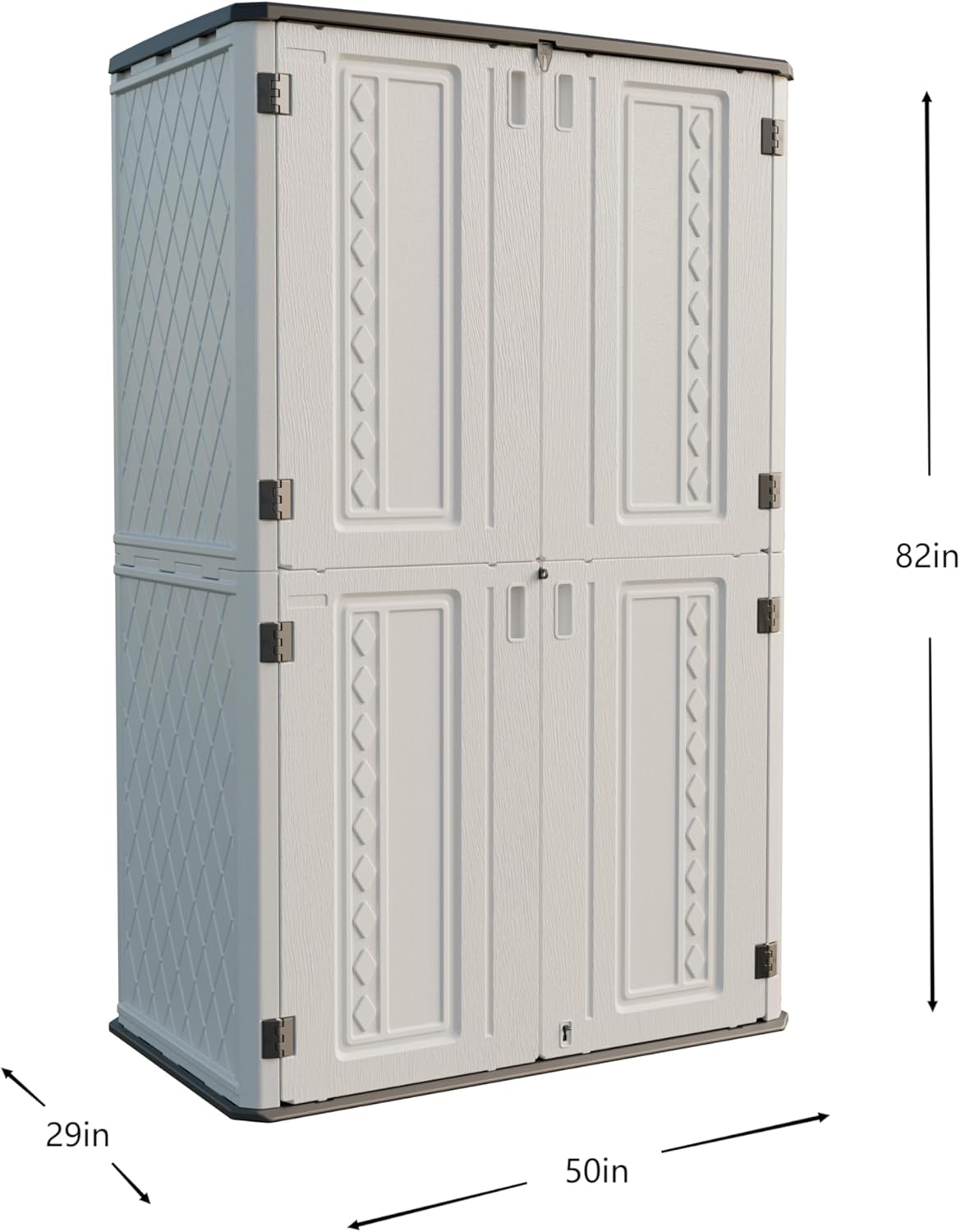 vertical resin storage cabinet with compact outdoor footprint