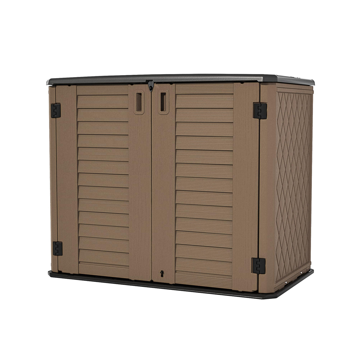 brown outdoor storage cabinet for patio and garden accessories