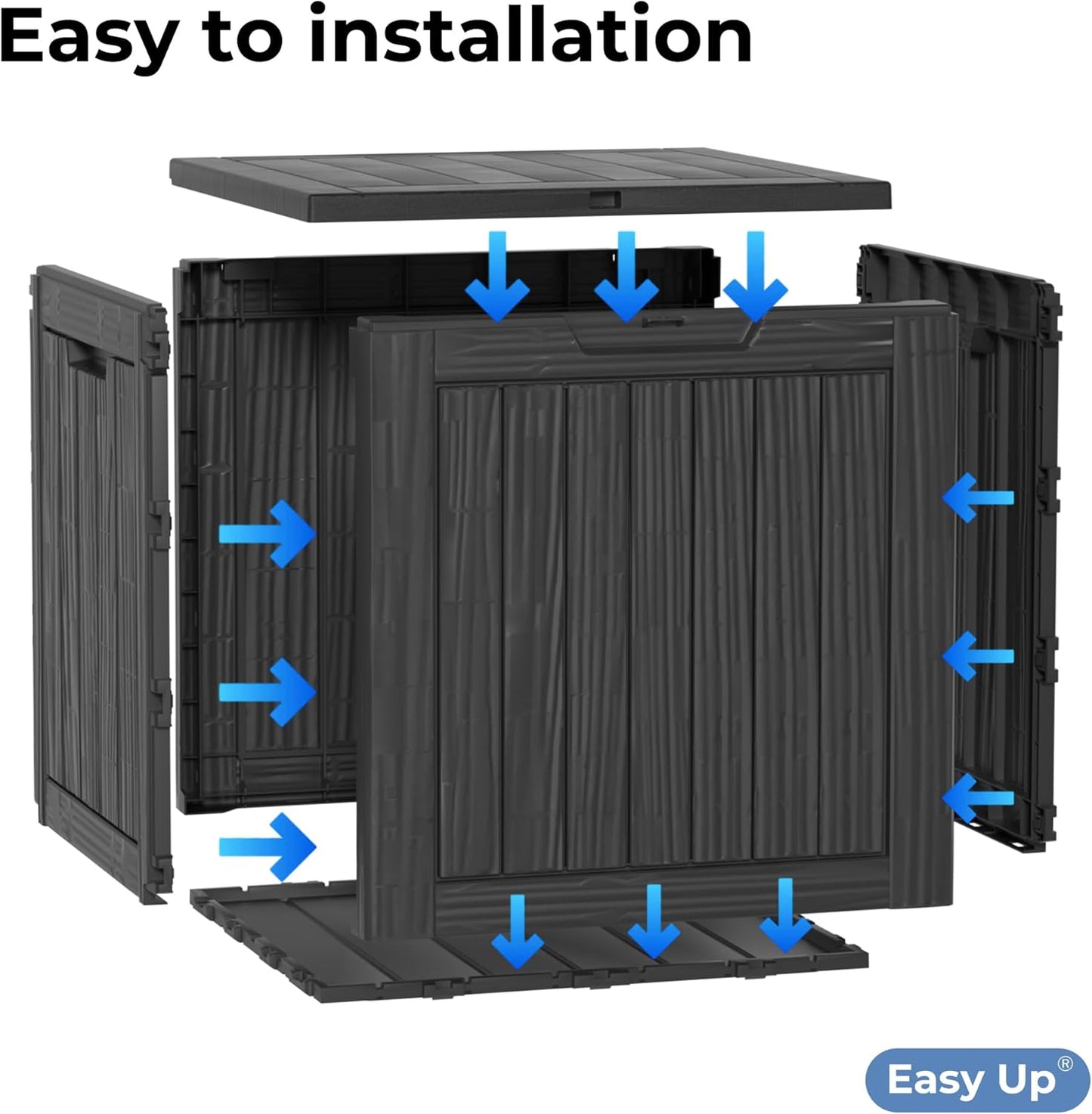 30 Gallon Outdoor Storage Box, Resin Deck Box, Waterproof , Lockable, UV-Resistant, Black