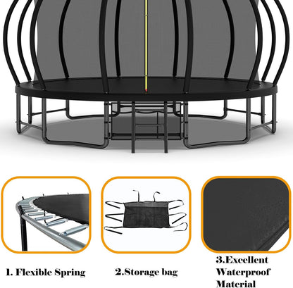 Yardgrace Outdoor Trampoline, Recreational Trampolines with Enclosure Net and Ladder, Outdoor Anti-Rust Trampolines for Kids and Adults, Gifts for Kids