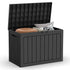 Black 45 gallon deck box with open storage compartment