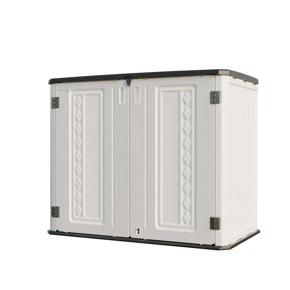 white resin outdoor storage cabinet for garden and patio use