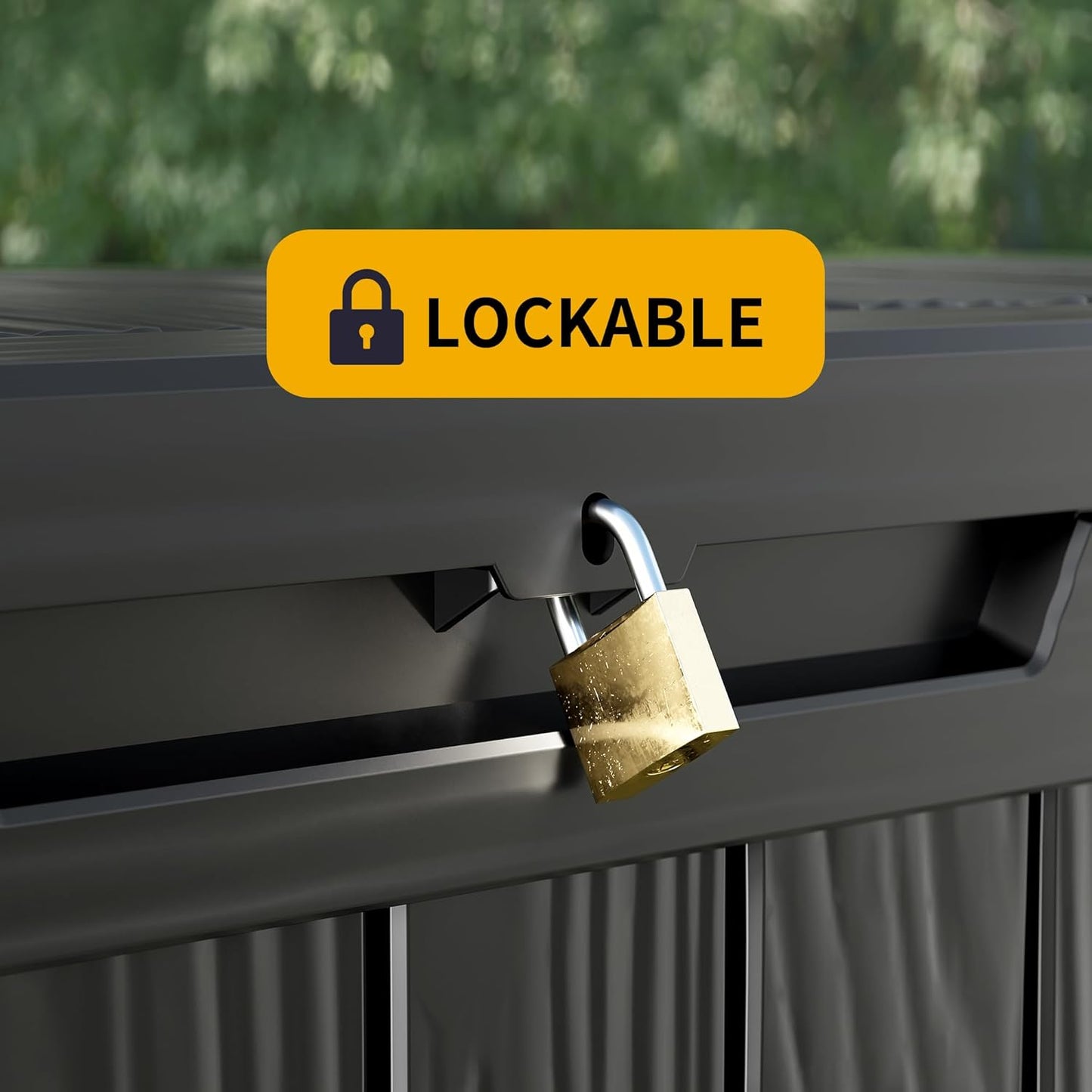 100 Gallon Outdoor Storage Box, Resin Deck Box, Waterproof , Lockable, UV-Resistant, Black