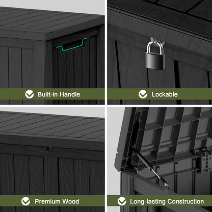 180 Gallon Outdoor Storage Box, Resin Deck Box, Waterproof , Lockable, UV-Resistant, Black