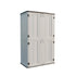 white vertical outdoor storage cabinet for garden tools and supplies