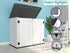 white outdoor bike storage shed for bicycles and garden equipment