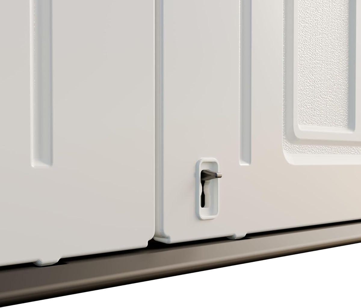 lockable horizontal outdoor storage shed door detail