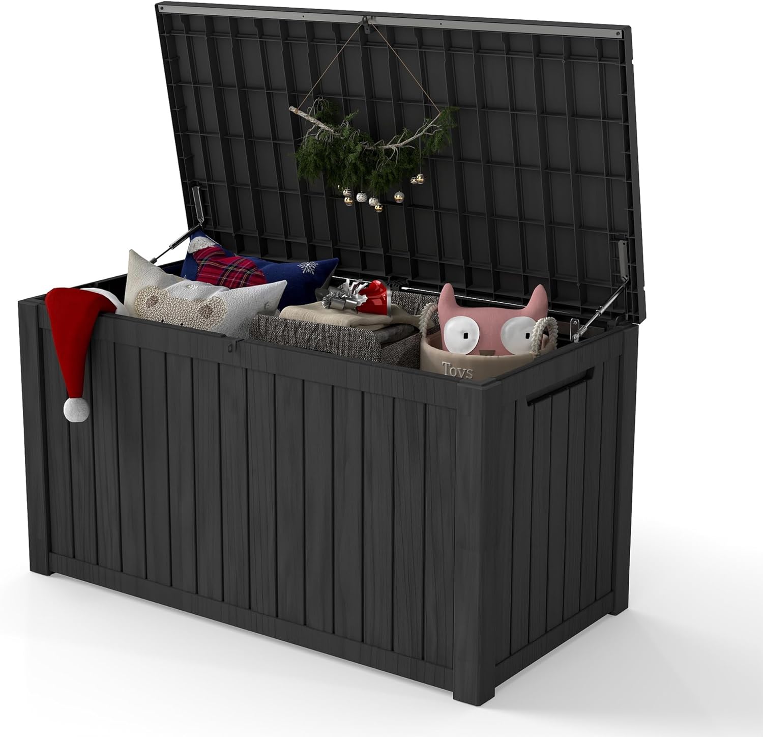 200 gallon outdoor storage box with patio cushions and outdoor accessories