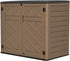 brown 35 cubic foot small resin storage shed for garden tools and outdoor gear