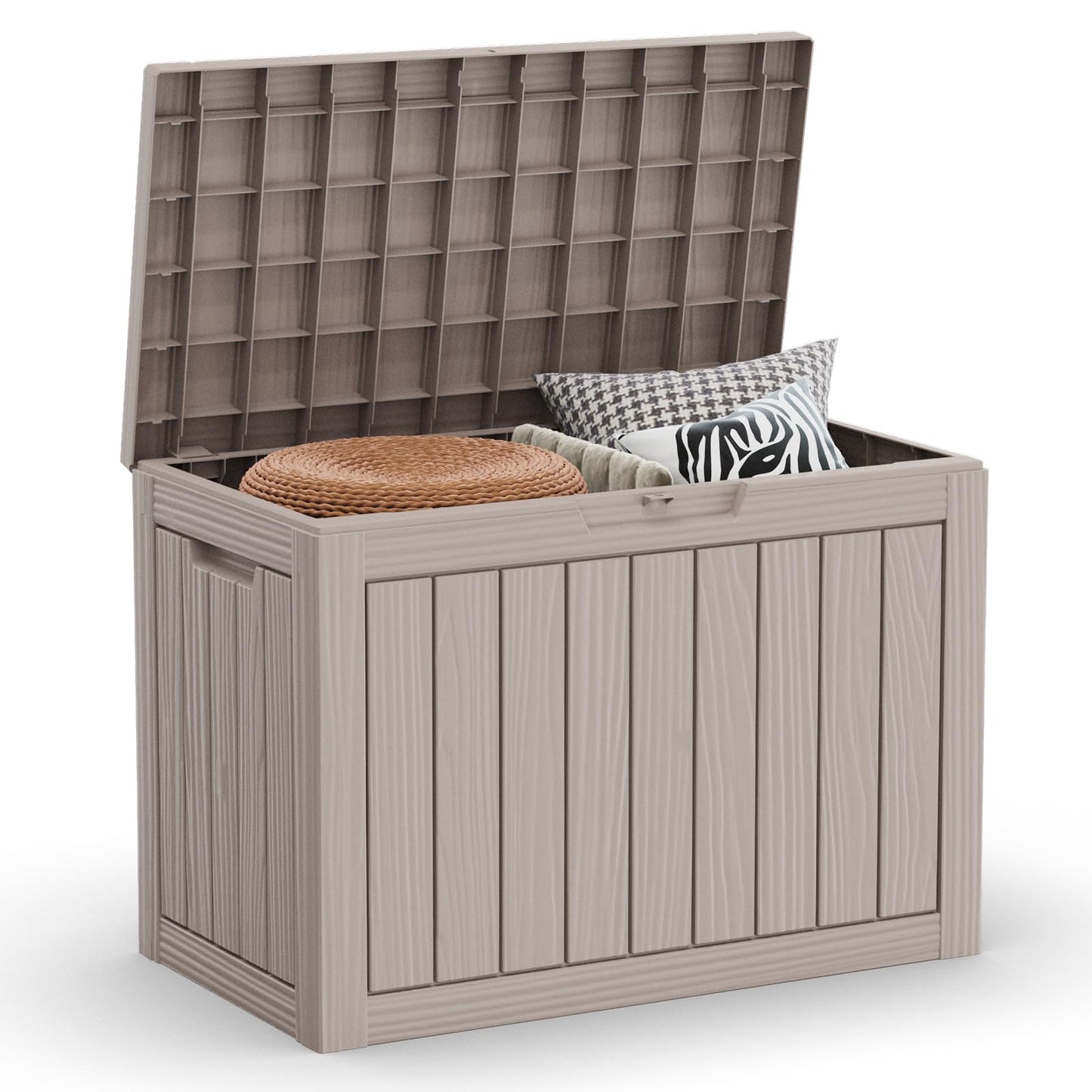 45 Gallon Outdoor Storage Box, Resin Deck Box, Waterproof , Lockable, UV-Resistant, Black