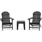 3-Piece Adirondack Patio Furniture Set with Side Table, All-Weather HDPE Outdoor Furniture for Deck, Garden, Backyard, Woodgrain Finish, Fade-Resistant and Easy Assembly