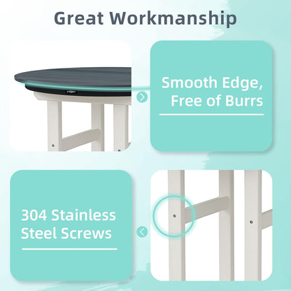 Outdoor Bar Table, 35 Inch Round Side Table, All Weather Counter Height Table with Built-in Footrest, for Backyard, Garden, Indoor Outdoor Companion