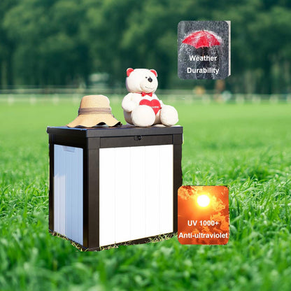 50 Gallon Outdoor Storage Box, Resin Deck Box, Waterproof , Lockable, UV-Resistant, Black & White
