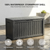 100 gallon black outdoor storage box with stormproof shell, waterproof design and weather resistance