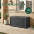 100 gallon black resin deck box dimensions with outdoor storage specification details