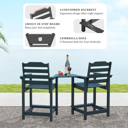 Yardgrace Tall Adirondack Chair, HDPE Bar Height Indoor&Outdoor Chair, All Weather Resistant Adirondack Outdoor Bar Stools for Balcony, Porch Kitchen, Bistro, Poolside, Backyard