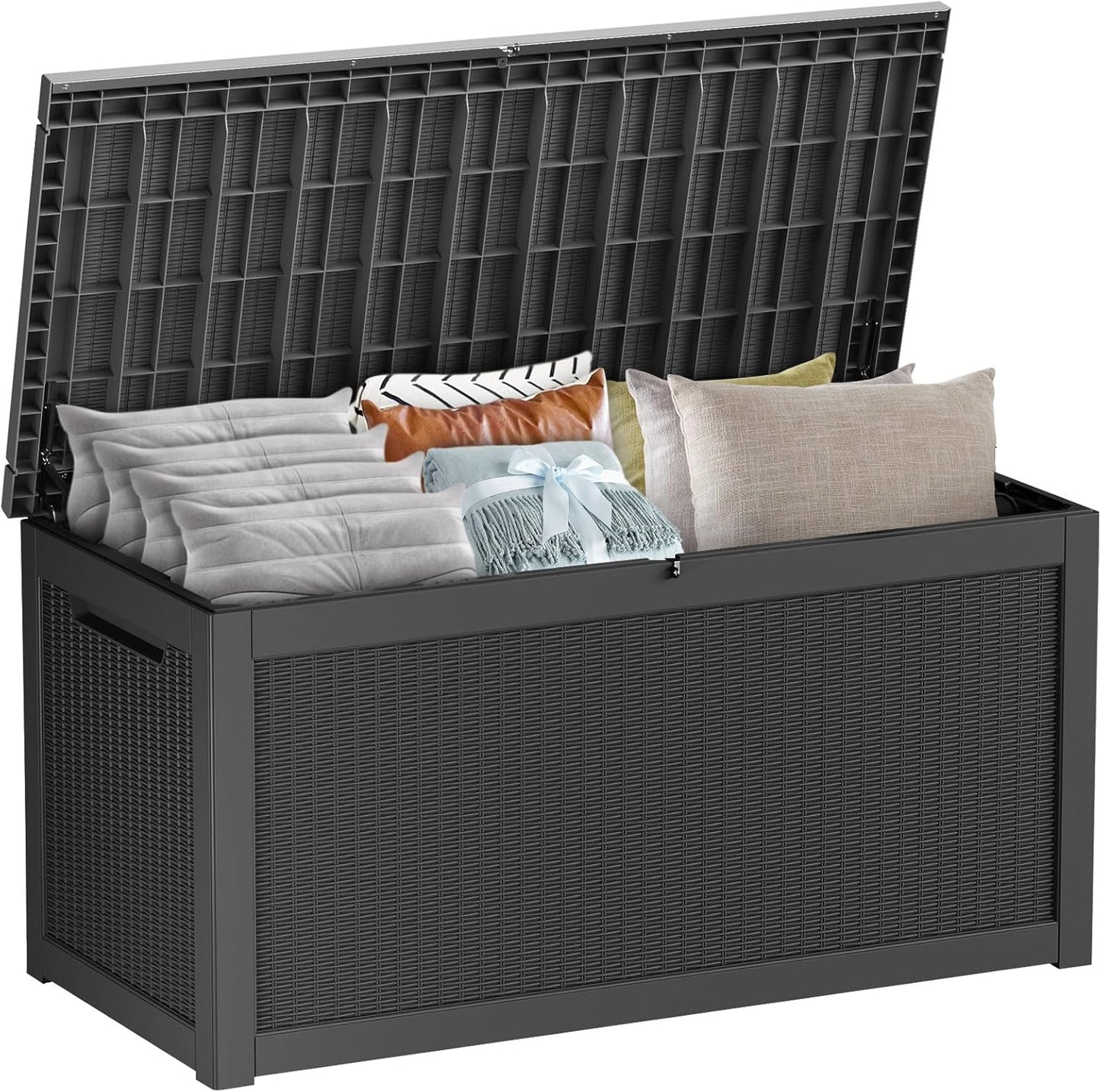 260 Gallon Outdoor Storage Box, Resin Deck Box, Waterproof , Lockable, UV-Resistant, Black