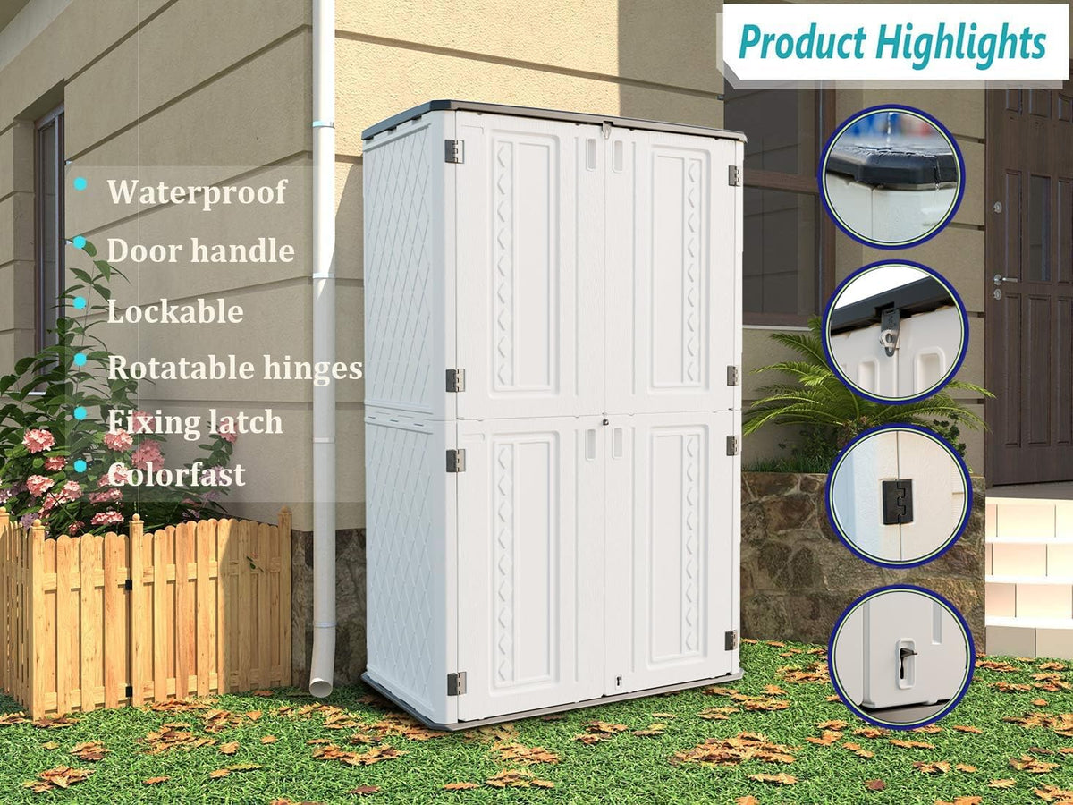 vertical outdoor storage cabinet for backyard organization