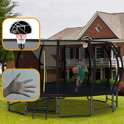 Yardgrace Outdoor Trampoline, Recreational Trampolines with Enclosure Net and Ladder, Outdoor Anti-Rust Trampolines for Kids and Adults, Gifts for Kids