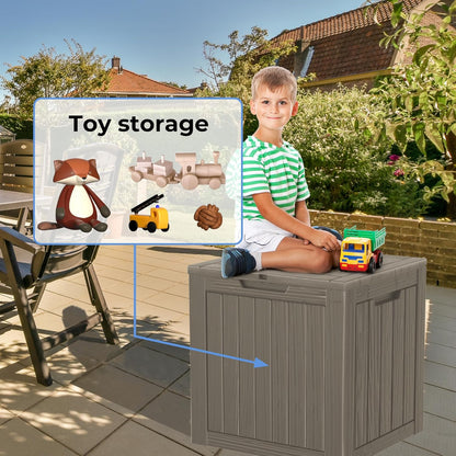 30 Gallon Outdoor Storage Box, Resin Deck Box, Waterproof , Lockable, UV-Resistant, Coffee