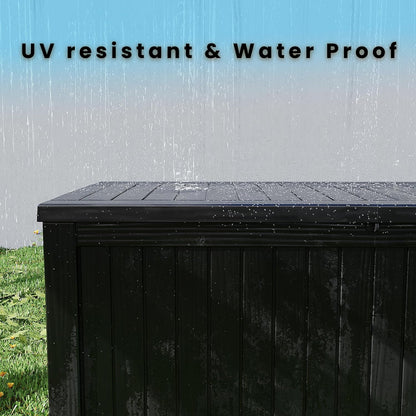 180 Gallon Outdoor Storage Box, Resin Deck Box, Waterproof , Lockable, UV-Resistant, Black
