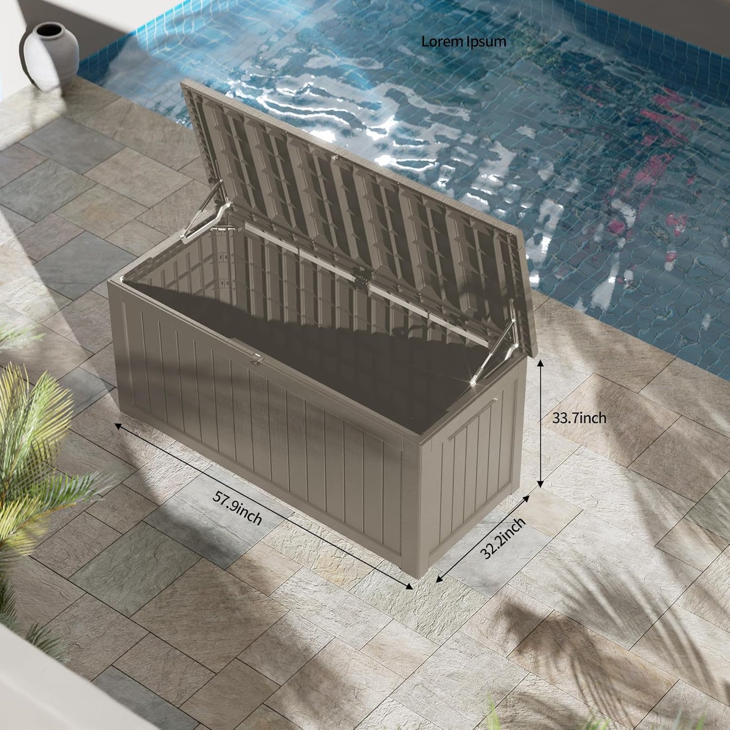 230 Gallon Outdoor Storage Box, Resin Deck Box, Waterproof , Lockable, UV-Resistant, Coffee