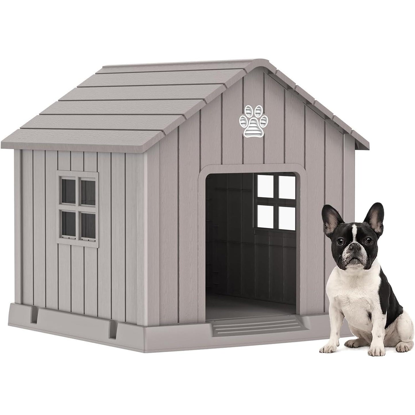 Yardgrace Indoor Outdoor Waterproof Dog House,PP Material,Puppy Shelter with Air Vents and Elevated Floor,Sturdy Dog Kennel for Small to Large Sized Dogs, Easy to Assemble (Blue, 38.62×36.26×38.07 Inches)