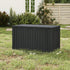 black 200 gallon resin storage box for garden and patio